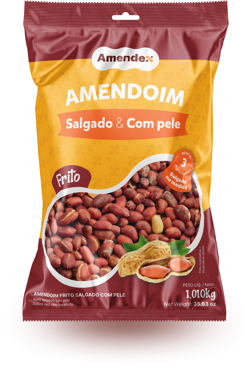 Embalagem de Amendoim Salgado e com Pele